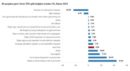 Tarım-ÜFE Raporu: Kasım 2023'te Yüzde 8,88 Artış